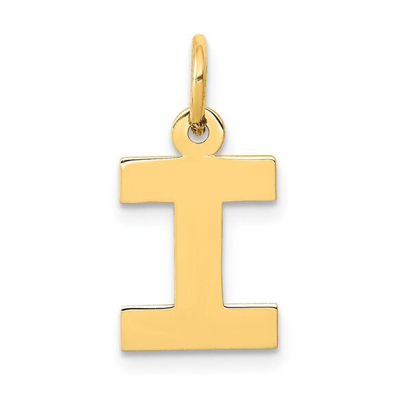 Kazi Luxury 14k Yellow Gold Small Block Letter I Initial Charm - Picture 1 of 4
